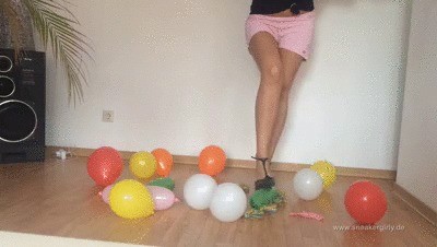 Sneaker-girl Angel Is Popping Balloons