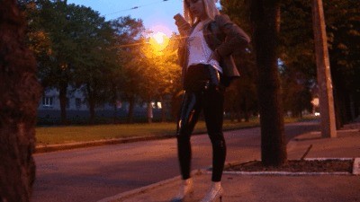 Night Walk In Latex Pants